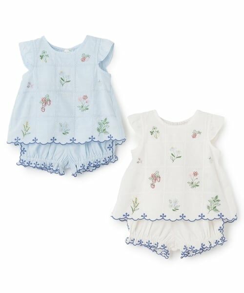 petit main / プティマイン ベビー・キッズウエア | 【リンク】インド綿ボダニカル刺しゅうセットアップ | 詳細8