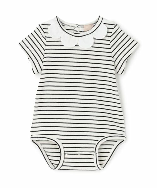 petit main / プティマイン ロンパース | 半袖スカラップロンパース（黒）