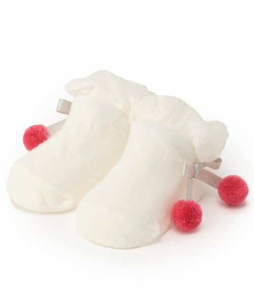 petit main / プティマイン ベビー・キッズウエア | Wぽんぽんカップソックス（オフ ホワイト）