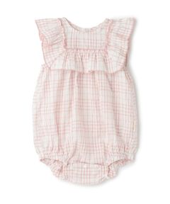 petit main / プティマイン ロンパース | チェックフリルカバーオール