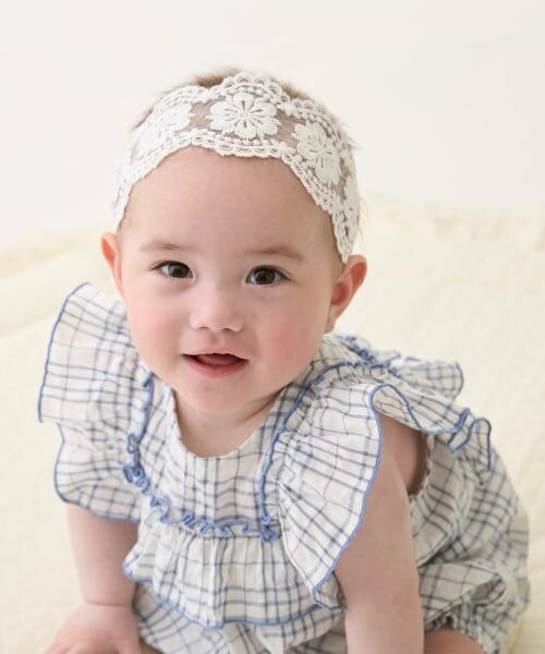 petit main / プティマイン ロンパース | チェックフリルカバーオール | 詳細1