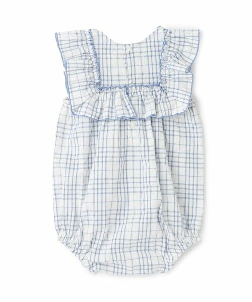 petit main / プティマイン ロンパース | チェックフリルカバーオール | 詳細3