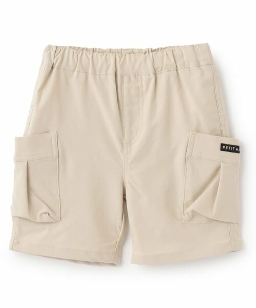 petit main / プティマイン ショート・ハーフ・半端丈パンツ | のびのびツイルポケットショートパンツ（薄ベージュ）