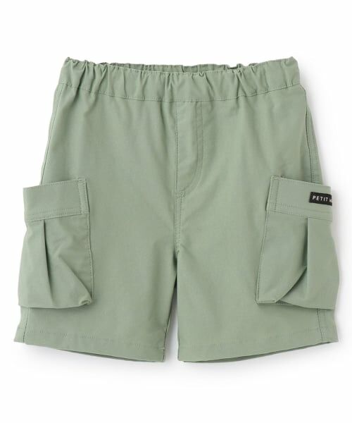 petit main / プティマイン ショート・ハーフ・半端丈パンツ | のびのびツイルポケットショートパンツ（薄カーキ）