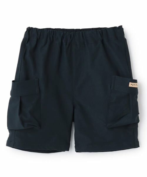 petit main / プティマイン ショート・ハーフ・半端丈パンツ | のびのびツイルポケットショートパンツ（紺）