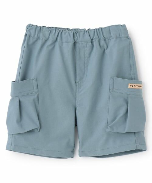 petit main / プティマイン ショート・ハーフ・半端丈パンツ | のびのびツイルポケットショートパンツ（ブルー）