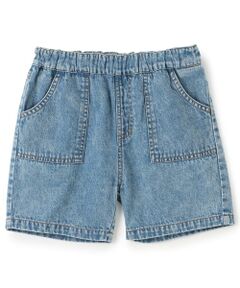 petit main / プティマイン ショート・ハーフ・半端丈パンツ | 【接触冷感】ブリーチ加工デニムハーフパンツ
