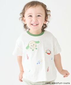 petit main / プティマイン Tシャツ | 【いないいないばあっ！】音符刺繍半袖Tシャツ