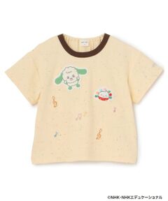 petit main / プティマイン Tシャツ | 【いないいないばあっ！】音符刺繍半袖Tシャツ