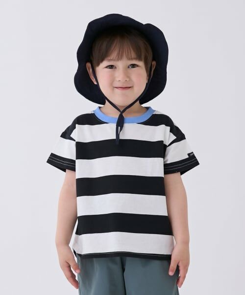 petit main / プティマイン Tシャツ | 【WEB限定カラーあり/食品防汚】ボーダー半袖Tシャツ（黒）