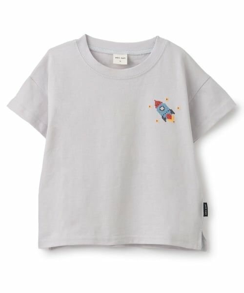 petit main / プティマイン Tシャツ | 【食品防汚】刺しゅう半袖Tシャツ（グレー）