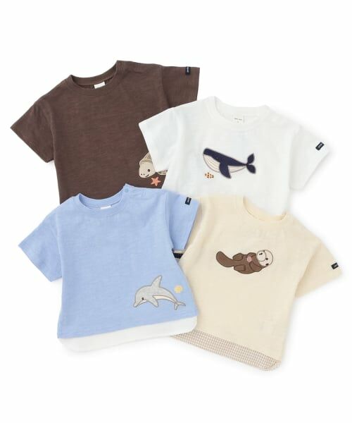 petit main / プティマイン ルームウェア | 【接触冷感】海の仲間アップリケ半袖Tシャツ | 詳細8