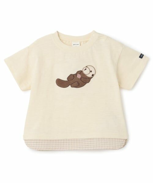 petit main / プティマイン ルームウェア | 【接触冷感】海の仲間アップリケ半袖Tシャツ(クリーム)