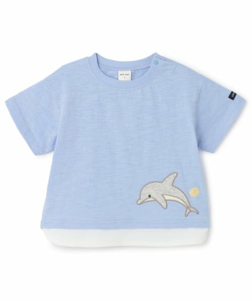 petit main / プティマイン ルームウェア | 【接触冷感】海の仲間アップリケ半袖Tシャツ(ライト ブルー)