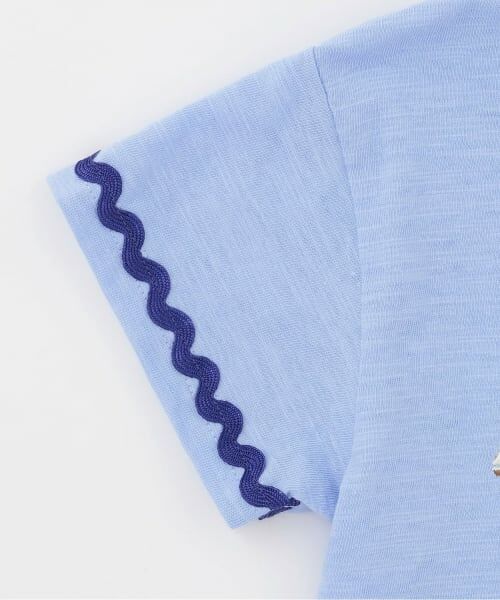 petit main / プティマイン Tシャツ | 【接触冷感】マリン刺しゅう袖ラインTシャツ | 詳細4