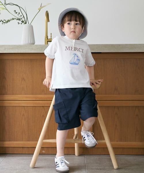 petit main / プティマイン Tシャツ | 【リンク】15th MERCI袖折り返し半袖Tシャツ | 詳細4
