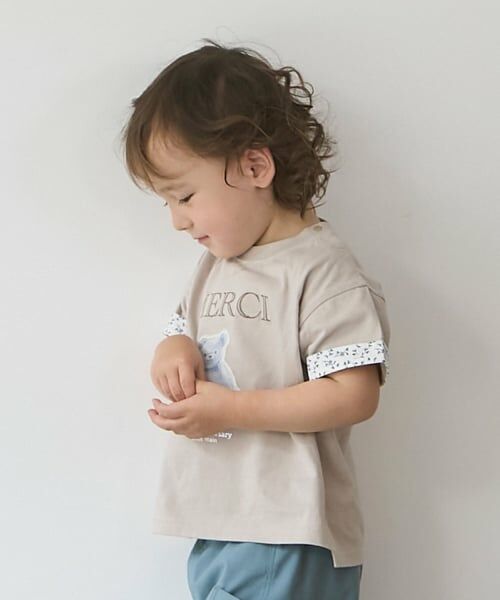 petit main / プティマイン Tシャツ | 【リンク】15th MERCI袖折り返し半袖Tシャツ | 詳細5