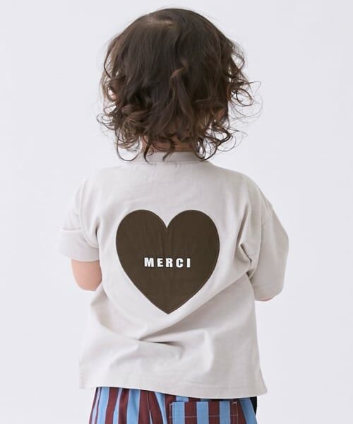 petit main / プティマイン Tシャツ | 【接触冷感】バックアップリケ半袖Tシャツ（シナモン）