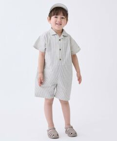 petit main / プティマイン ロンパース | 布帛開衿シャツカバーオール