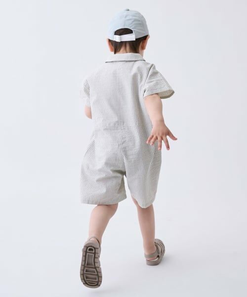 petit main / プティマイン ロンパース | 布帛開衿シャツカバーオール | 詳細2