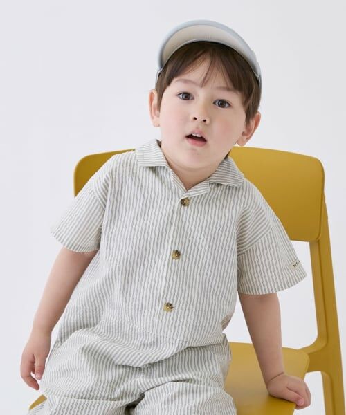 petit main / プティマイン ロンパース | 布帛開衿シャツカバーオール | 詳細3