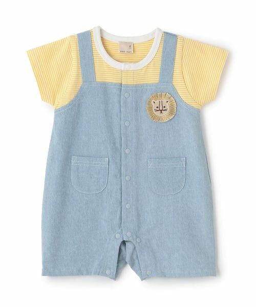 petit main / プティマイン ロンパース | サロペットカバーオール（黄）