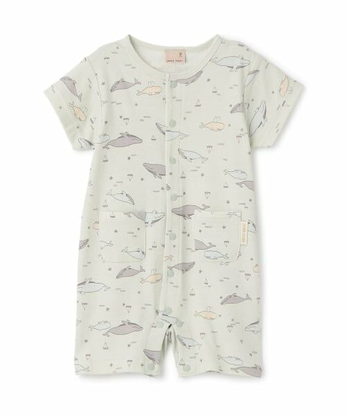 petit main / プティマイン ロンパース | 【涼感加工】アソート総柄カバーオール（ライト グリーン）