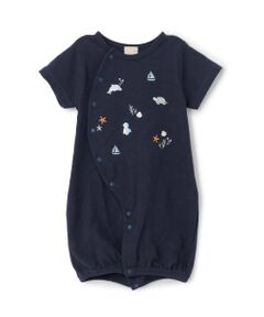 petit main / プティマイン ロンパース | 海の生き物刺しゅう2wayオール