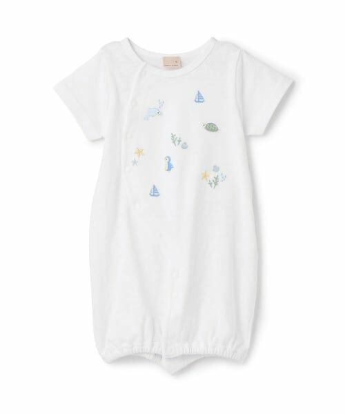petit main / プティマイン ロンパース | 海の生き物刺しゅう2wayオール（オフ ホワイト）
