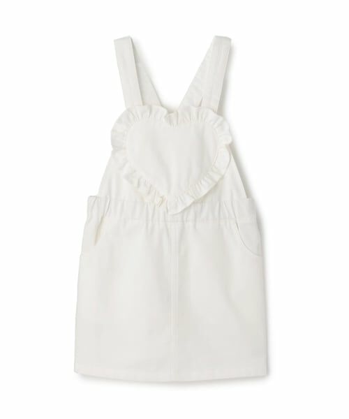 petit main / プティマイン ミニ・ひざ丈スカート | ハートサロペスカート（アイボリー）