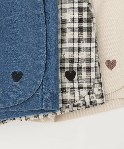 petit main / プティマイン ショート・ハーフ・半端丈パンツ | ハート刺しゅうラップスカパン | 詳細5