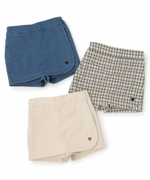 petit main / プティマイン ショート・ハーフ・半端丈パンツ | ハート刺しゅうラップスカパン | 詳細9