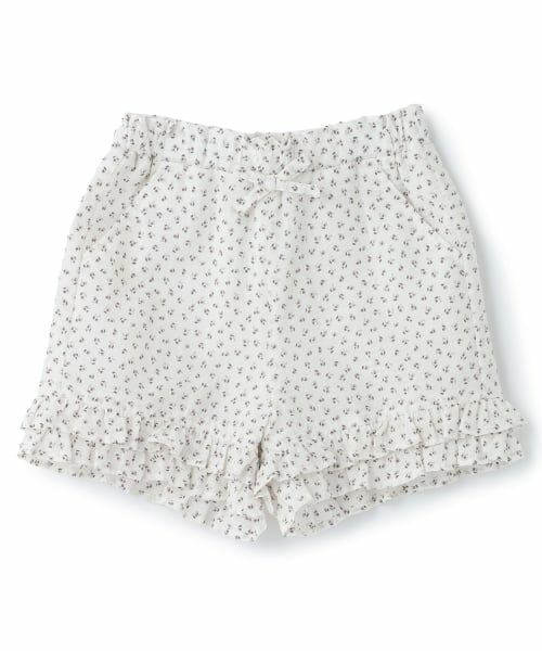 petit main / プティマイン ショート・ハーフ・半端丈パンツ | 【接触冷感/リンク】ちびフリルショートパンツ（アイボリー）