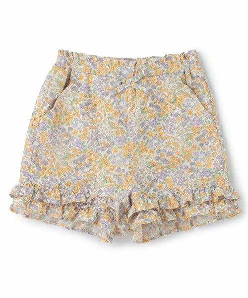 petit main / プティマイン ショート・ハーフ・半端丈パンツ | 【接触冷感/リンク】ちびフリルショートパンツ（黄）