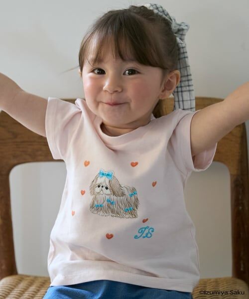 petit main / プティマイン Tシャツ | 【泉屋 サク】アニマルプリントTシャツ（ライト ピンク）