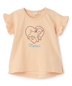 petit main / プティマイン Tシャツ | 袖フリル刺しゅうTシャツ