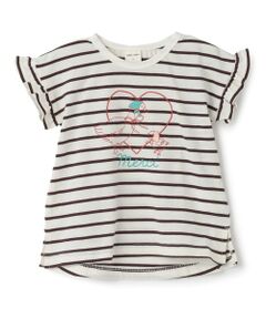 petit main / プティマイン Tシャツ | 袖フリル刺しゅうTシャツ