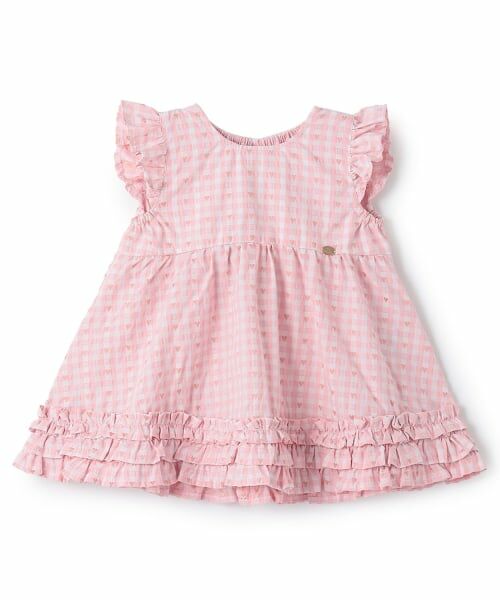 petit main / プティマイン その他トップス | ハートギンガムチュニック（ピンク）