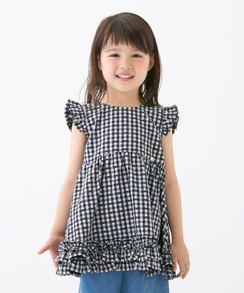 petit main / プティマイン その他トップス | ハートギンガムチュニック（黒）