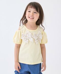 petit main / プティマイン Tシャツ | リボンオフショルTシャツ