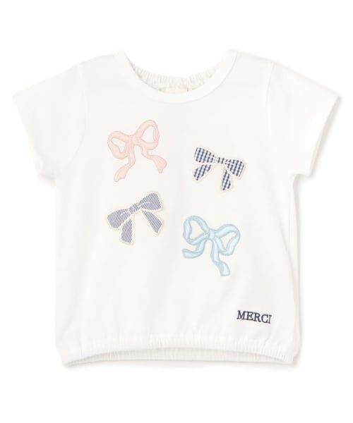 petit main / プティマイン Tシャツ | 【接触冷感】アソート刺しゅうTシャツ（オフ ホワイト）