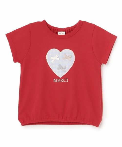 petit main / プティマイン Tシャツ | 【接触冷感】アソート刺しゅうTシャツ（赤）