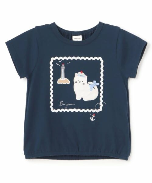 petit main / プティマイン Tシャツ | 【接触冷感】アソート刺しゅうTシャツ（紺）