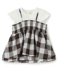 petit main / プティマイン Tシャツ | 【接触冷感/リンク】ブロックチェックドッキングTシャツ