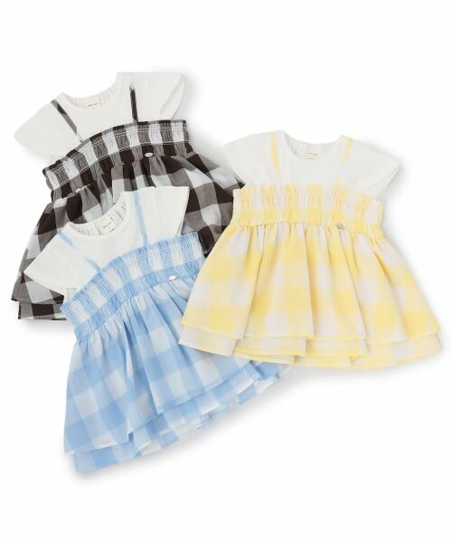 petit main / プティマイン Tシャツ | 【接触冷感/リンク】ブロックチェックドッキングTシャツ | 詳細7