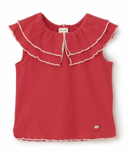 petit main / プティマイン Tシャツ | 【接触冷感/リンク】メロー衿Tシャツ（赤）