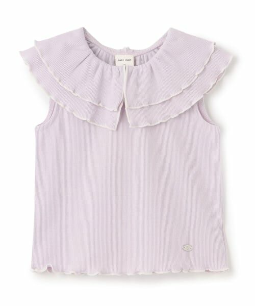 petit main / プティマイン Tシャツ | 【接触冷感/リンク】メロー衿Tシャツ（ラベンダー）