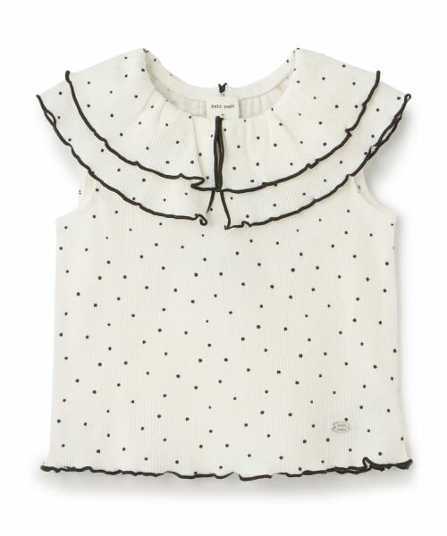 petit main / プティマイン Tシャツ | 【接触冷感/リンク】メロー衿Tシャツ（ドット）