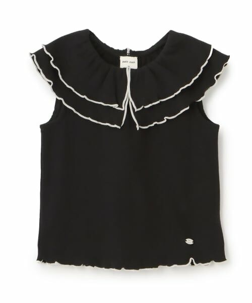 petit main / プティマイン Tシャツ | 【接触冷感/リンク】メロー衿Tシャツ（黒）