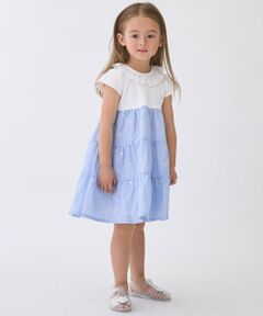 petit main / プティマイン ミニ丈・ひざ丈ワンピース | 【リンク】ハート刺しゅうドッキングワンピース